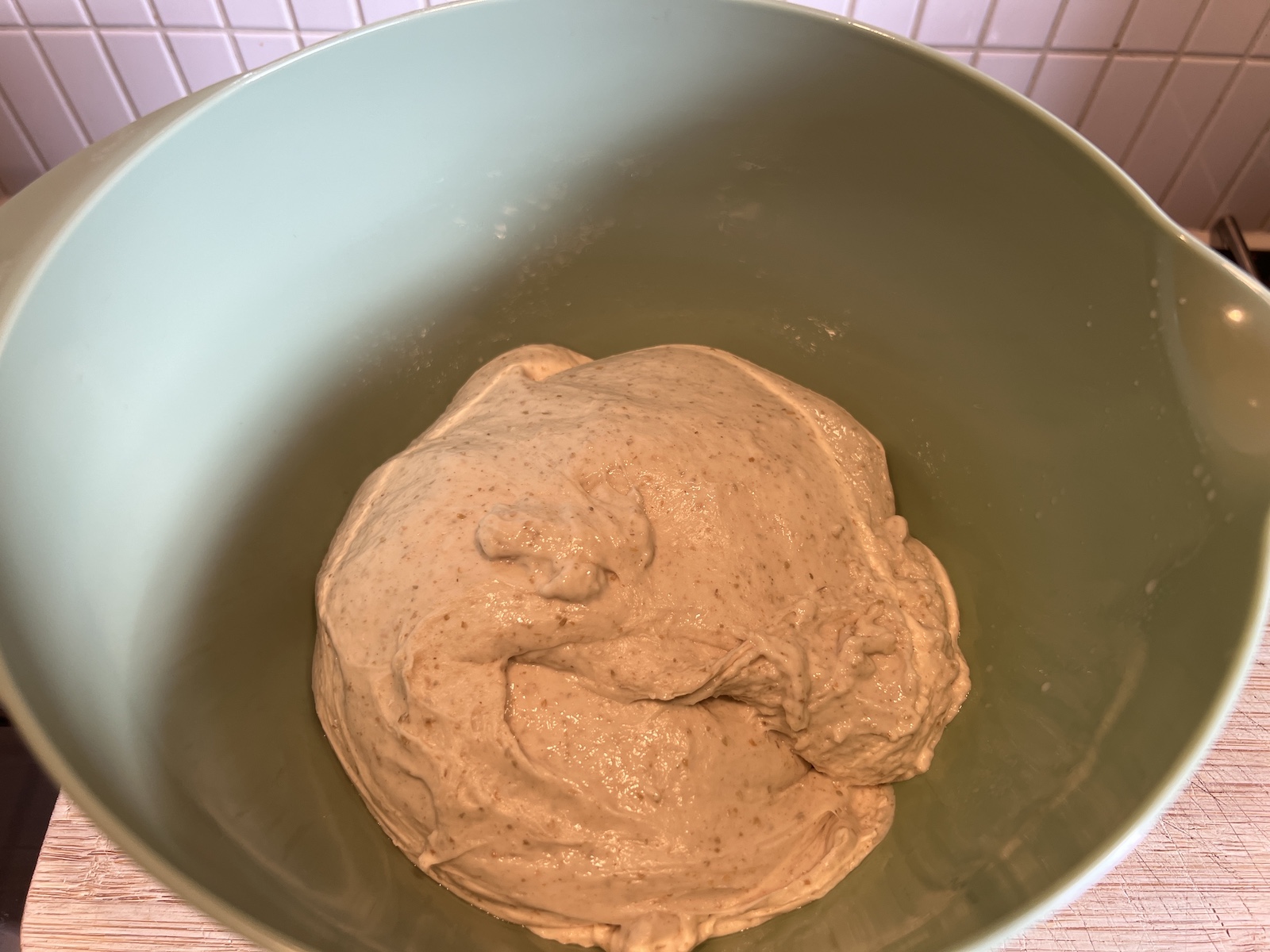 transfered to bowl for stretch and fold